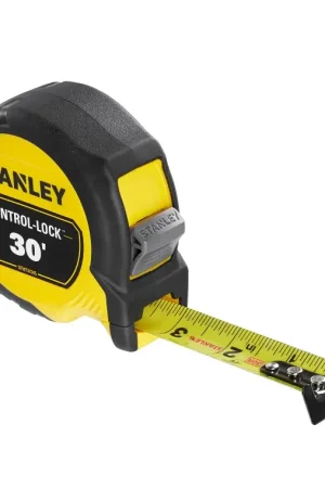 While Supplies Last STANLEY CONTROL-LOCK Series STHT37245 Tape Measure, 30 ft L Blade, 1 in W Blade, Steel Blade, Plastic Case