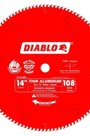 Weekend Sale Diablo D14108N Circular Saw Blade, 14 in Dia, 1 in Arbor, 108-Teeth, Carbide Cutting Edge