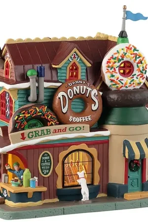 Lemax 35031 Danny's Donuts and Coffee, Harvest Crossing/Christmas, Porcelain, Pack of 4 Special Discount