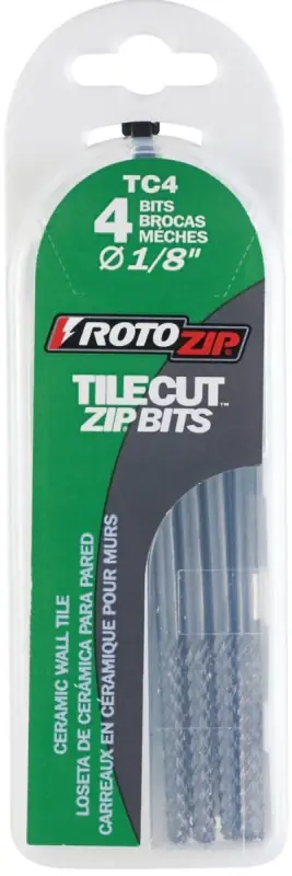 Sale Rotozip TC4 Tilecut Bit, 1/8 in Dia, 2 in L, 1/8 in Dia Shank, Steel