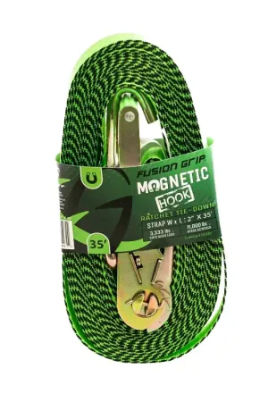 Crafted Fusion Grip FG235 Ratchet Strap with Magnetic Hook, 2 in W, 35 ft L, 3333 lb Working Load