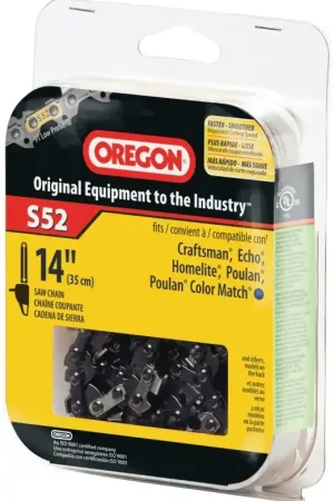 Last Chance Oregon S52 Chainsaw Chain, 14 in L Bar, 0.05 in, 3/8 in TPI/Pitch, 52-Link