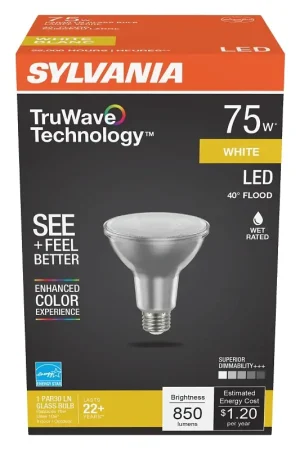 Sylvania Natural Series 40912 LED Bulb, 850 Lumens, 10 W, PAR30LN Lamp, 75 W Equivalent, E26 Medium Lamp Base, Dimmable Affordable