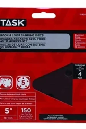 Best Choice TASK T13047 Sanding Disc, 5 in Dia, 80 Grit, Aluminum Oxide Abrasive, 8-Hole