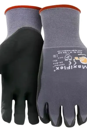 Affordable Boss MaxiFlex Ultimate 34-874T/M Seamless Knit Coated Gloves, Unisex, M, 8.7 in L, Knit Wrist Cuff, Nitrile Coating