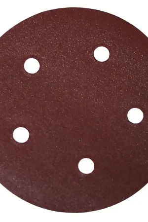 Authentic TASK T13037 Sanding Disc, 5 in Dia, 80 Grit, Aluminum Oxide Abrasive, 5-Hole
