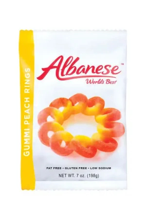 Big Sale Albanese Rings Peach Gummi Candy 7 oz, Pack of 12
