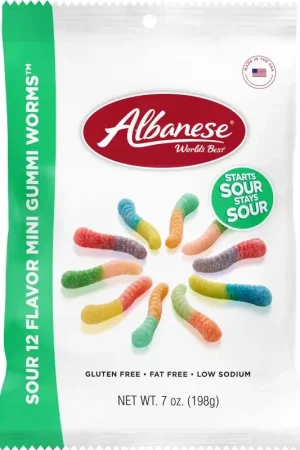 Albanese Fruit Flavors Sour Gummie Candy 7 oz, Pack of 12 Affordable