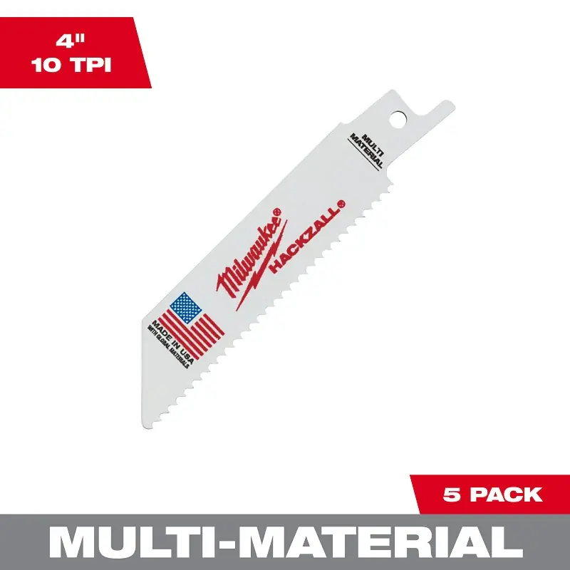 Authentic Milwaukee HACKZALL 49-00-5410 Blade, 3/4 in W, 4 in L, 10 TPI, HSS Cutting Edge