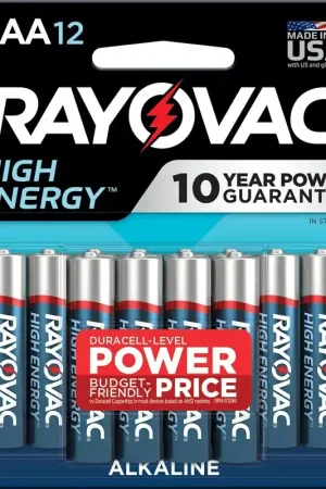Rayovac 824-12K Battery, 1.5 V Battery, AAA Battery, Alkaline, Rechargeable: No, 12/PK Best Choice