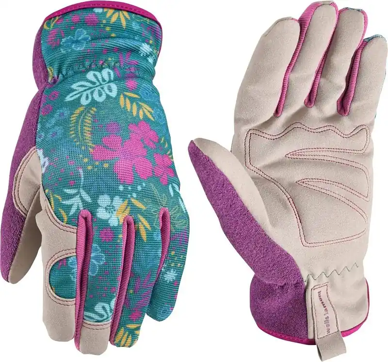 Wells Lamont 7753-M Gloves, High-Dexterity, Slip-On, Women's, M, Elastic Cuff, Leather/Spandex/Terry cloth, Multi-Color New Arrival