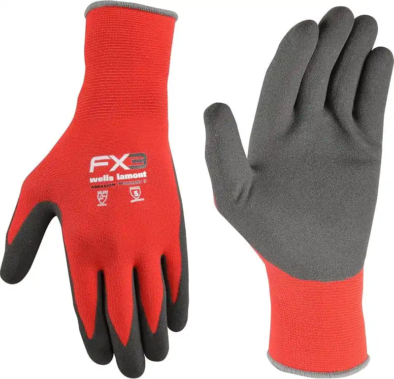 New Arrival Wells Lamont FX3 Series 448-L Work Gloves, Breathable, Men's, L, Elastic Knit Wrist Cuff, Black/Gray