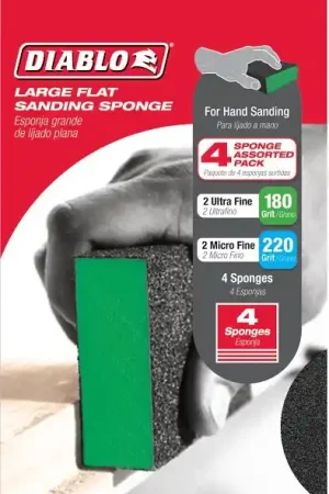 While Supplies Last Diablo DFBLBLOSMF04G Flat Sanding Sponge Assorted Pack, 5 in L, 3 in W, 180, 220 Grit, Ultra Fine