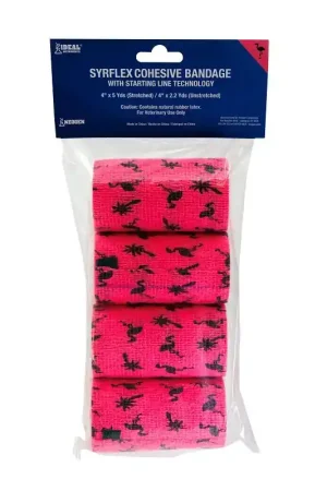 Fresh Stock SyrFlex TA3400PINP-4PK Cohesive Flexible Bandage, 5 yd L, 4 in W, Fabric Bandage, Pink