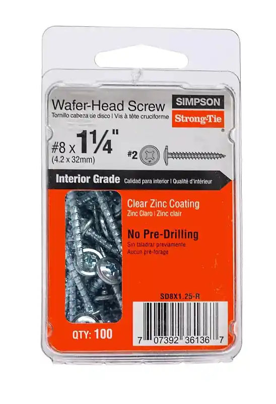Budget Simpson Strong-Tie Strong-Drive SD SD8X1.25-R Screw, #8 Thread, 1-1/4 in L, Serrated Thread, Wafer Head, Steel