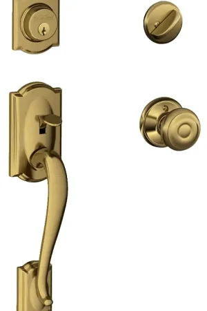 Best Seller Schlage F Series F60VCAMXGEO609 Combination Lockset, Mechanical Lock, Knob Handle, Round Design, Antique Brass, Yes