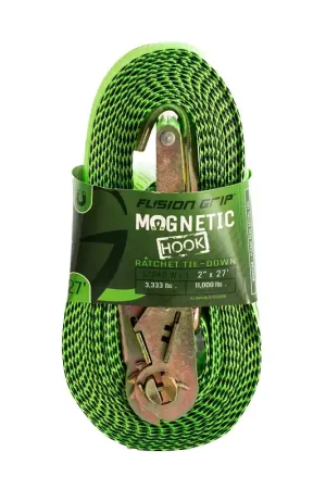 Fusion Grip FG227 Ratchet Strap, Ratchet Adjustment, 2 in W, 27 ft L, Green, 3333 lb Working Load, 1/PK Affordable