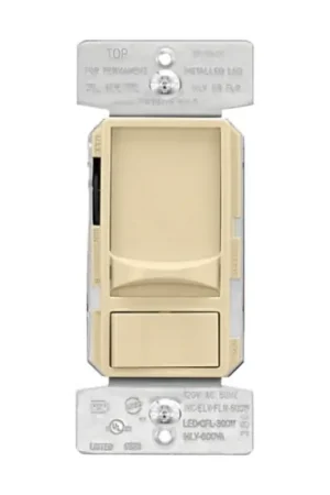 Premium Eaton Wiring Devices SUL06P-V-KB-L Slide Dimmer, 120 V, 300, 600 W, CFL, Halogen, Incandescent, LED Lamp, 3-Way, Ivory