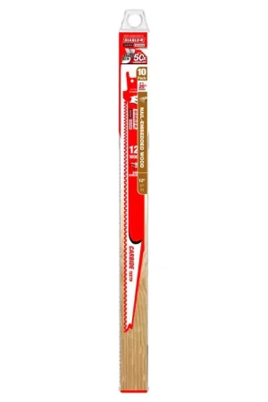 Authentic Diablo Demo Demon DS1206CWS10 Reciprocating Saw Blade, 1 in W, 12 in L, 5, 7 TPI, Carbide Cutting Edge