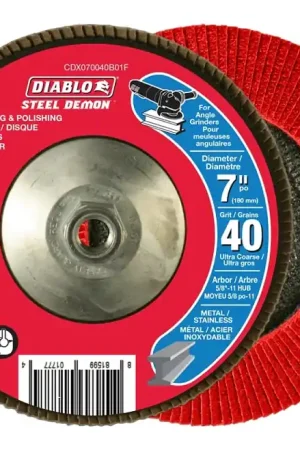 Brand New Diablo CDX070040B01F Flap Disc, 7 in Dia, 5/8 in Arbor, 40 Grit, Zirconium Abrasive