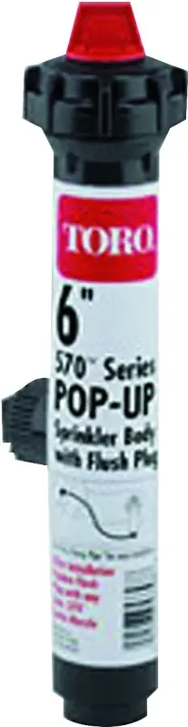 Toro 53822 Sprinkler Pop-Up Body, 1/2 in Connection, FNPT, 6 in H Pop-Up, 15 ft, ABS Best Choice