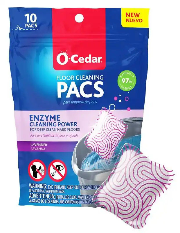 O-Cedar 172402 Hard Floor Cleaner Pacs, 10 oz, Solid, Lavender, White Certified