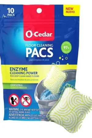 O-Cedar 172400 Hard Floor Cleaner Pacs, 10 oz, Solid, Crisp Citrus, White Bargain