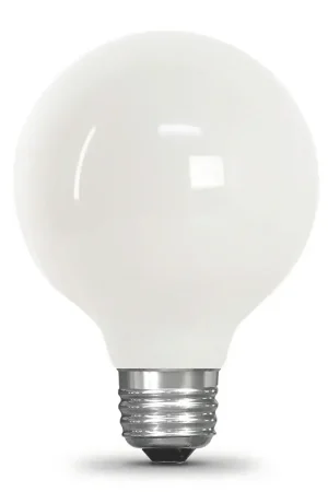 Authentic Feit Electric G2560W927CA/FIL/3/RP Filament LED Bulb, Glass Filament, Globe, G25 Lamp, 60 W Equivalent, Dimmable, White