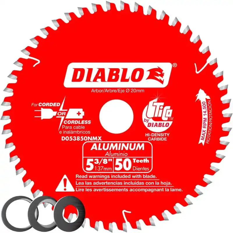 Best Choice Diablo D053850NMX Circular Saw Blade, 5-3/8 in Dia, 20 mm Arbor, 50-Teeth, Carbide Cutting Edge