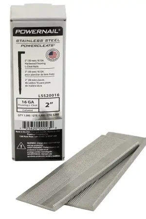 Super Sale Powernail LSS20016 Flooring Nail, 2 in L, 16 ga Gauge, Stainless Steel, Chromium Nickel