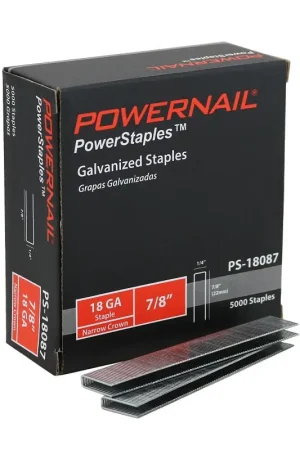 Trending Powernail PowerStaples PS18087 Fine Wire Staple, 1/4 in W Crown, 7/8 in L Leg, 18 ga, Carbon Steel, Pack of 10