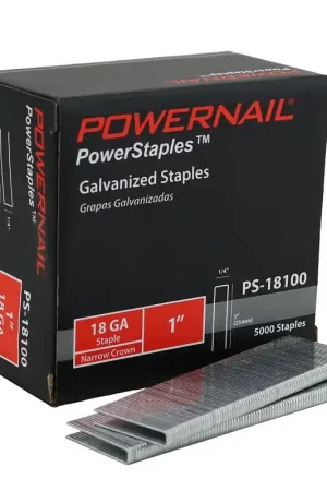 Powernail PowerStaples PS18100 Fine Wire Staple, 1/4 in W Crown, 1 in L Leg, 18 ga, Carbon Steel, Pack of 10 Weekend Sale