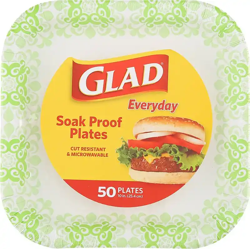 Don't Miss Out Glad Everyday BBP0102 Plate, 10-1/4 in, Square, Paper, Green Victorian
