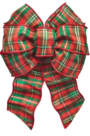 Holidaytrims 6159 Wired Bow, Red/Green, 7 Loops, 8-1/2 x 14 in, Pack of 12 Hassle-Free Returns