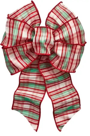 Luxury Holidaytrims 6161 Wired Bow, Red/White/Green, 7 Loops, 8-1/2 x 14 in, Pack of 12