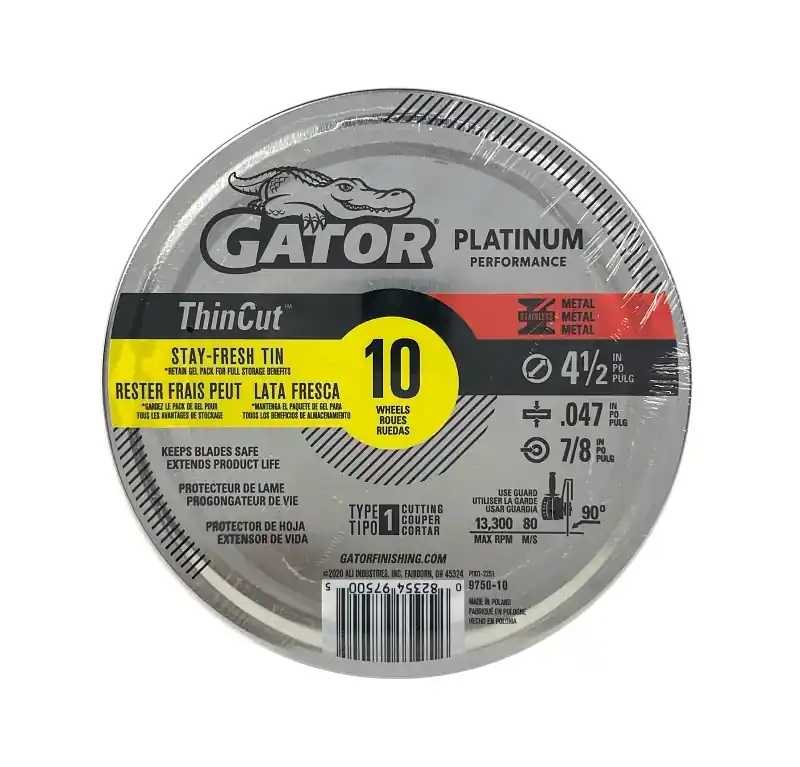Gator 975010 Cut-Off Wheel, 4-1/2 in Dia, 0.047 in Thick, 7/8 in Arbor, Aluminum Oxide Abrasive Price Cut