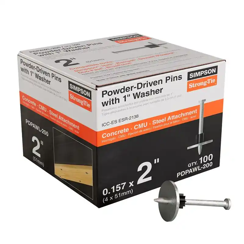High Quality Simpson Strong-Tie PDPAWL PDPAWL-200 Drive Pin, 0.157 in Dia Shank, 2 in L, Steel, Galvanized/Zinc