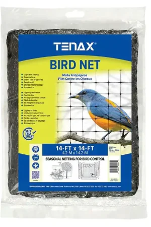 Trending Tenax 2A220065 Plant and Pond Bird Net, 14 ft L, 14 ft W, 0.79 x 0.79 in Mesh, Polypropylene, Black