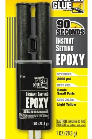 The Original Super Glue SY-IN Epoxy Adhesive, Light Yellow, Liquid, 1 oz Syringe, -400 to 600 deg C Temperature Clearance