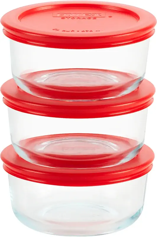 Pyrex 1085657 6-Piece Food Container Set, Glass/Plastic, Pack of 4 Clearance