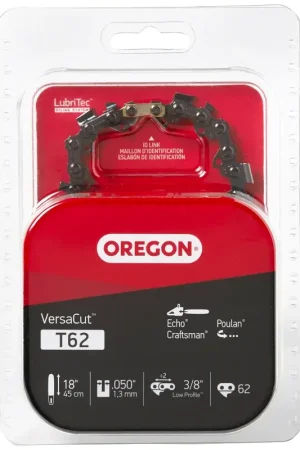 Buy Online Oregon VersaCut T62 Chainsaw Chain, 18 in L Bar, 0.05 Gauge, 3/8 in TPI/Pitch, 62-Link
