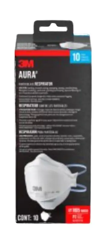 3M Aura Series 9205PH-10-DC Respirator, One-Size Mask, N95 Filter Class, 95 % Filter Efficiency, White Place Order