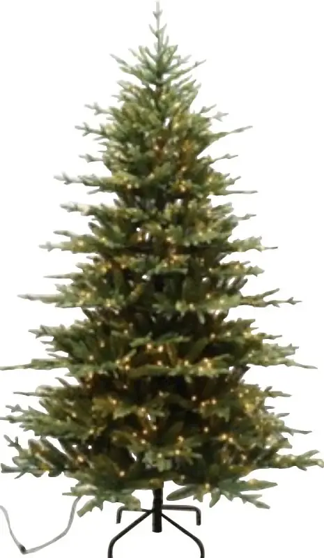 Budget Santas Forest 61944 Pre-Lit Cascade Noble Fir Tree, 4 ft H, Nobel Fir Family, Mini Bulb, Multi/Clear Light
