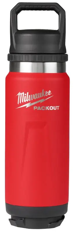 Milwaukee PACKOUT Series 48-22-8396R Insulated Water Bottle, 24 oz, Metal, Red Hot Picks
