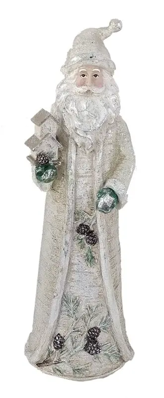 Limited Time Santas Forest 89945 Santa Figurine, 16.5 in H, Birch Santa Figurine, Resin, Gray, Pack of 6