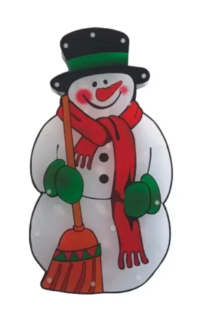 Authentic Santas Forest 60975 Snowman, 10 in W, Plastic, Colorful, Mini Bulb, Internal Light, Pack of 12