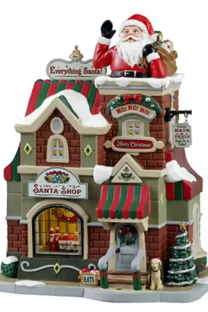 Budget LIC LTD 35039 The Santa Shop, Caddington Village, Porcelain, Pack of 4