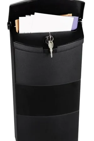 Pro-Df P77001 Locking Mailbox, 440 cu-in, Plastic, Textured, Black, 8-1/2 in W, 4 in D, 13-3/4 in H Price Cut