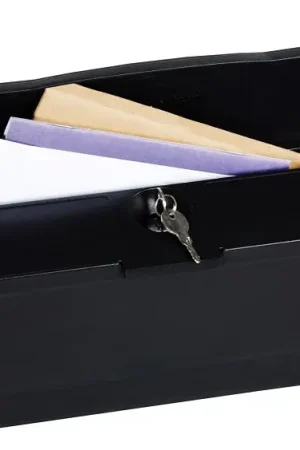 Trending Pro-Df P75001 Small Lockable Mailbox, 440 cu-in, Plastic, Textured, Black, 15-1/2 in W, 4.13 in D, 6-1/4 in H