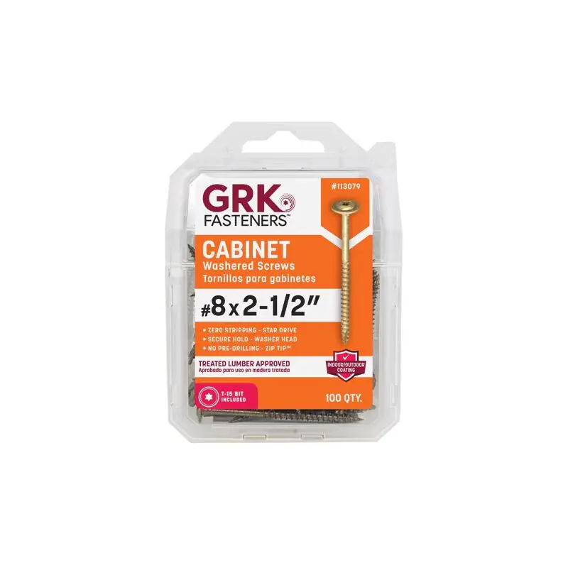New Arrival GRK Fasteners No. 8 X 2-1/2 in. L Star Climatek W-Cut Cabinet Screws 100 pk
